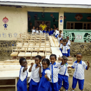 Coffee Wholesaler delivers chairs and tables to support local school